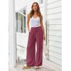 imageLILLUSORY Womens Linen Summer Palazzo Pants Flowy Wide Leg Beach Pants with PocketsBerry