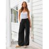 imageLILLUSORY Womens Linen Summer Palazzo Pants Flowy Wide Leg Beach Pants with PocketsBlack