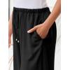 imageLILLUSORY Womens Linen Summer Palazzo Pants Flowy Wide Leg Beach Pants with PocketsBlack