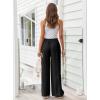 imageLILLUSORY Womens Linen Summer Palazzo Pants Flowy Wide Leg Beach Pants with PocketsBlack