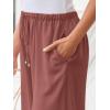 imageLILLUSORY Womens Linen Summer Palazzo Pants Flowy Wide Leg Beach Pants with PocketsBrick Red