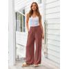 imageLILLUSORY Womens Linen Summer Palazzo Pants Flowy Wide Leg Beach Pants with PocketsBrick Red