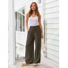 imageLILLUSORY Womens Linen Summer Palazzo Pants Flowy Wide Leg Beach Pants with PocketsCoffee