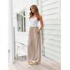 imageLILLUSORY Womens Linen Summer Palazzo Pants Flowy Wide Leg Beach Pants with PocketsDark Khaki