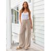 imageLILLUSORY Womens Linen Summer Palazzo Pants Flowy Wide Leg Beach Pants with PocketsDark Khaki