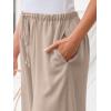 imageLILLUSORY Womens Linen Summer Palazzo Pants Flowy Wide Leg Beach Pants with PocketsDark Khaki