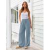 imageLILLUSORY Womens Linen Summer Palazzo Pants Flowy Wide Leg Beach Pants with PocketsDusty Blue