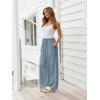 imageLILLUSORY Womens Linen Summer Palazzo Pants Flowy Wide Leg Beach Pants with PocketsDusty Blue