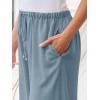 imageLILLUSORY Womens Linen Summer Palazzo Pants Flowy Wide Leg Beach Pants with PocketsDusty Blue