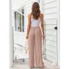 imageLILLUSORY Womens Linen Summer Palazzo Pants Flowy Wide Leg Beach Pants with PocketsDusty Pink