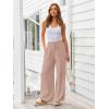 imageLILLUSORY Womens Linen Summer Palazzo Pants Flowy Wide Leg Beach Pants with PocketsDusty Pink