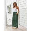 imageLILLUSORY Womens Linen Summer Palazzo Pants Flowy Wide Leg Beach Pants with PocketsForest Green
