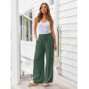 imageLILLUSORY Womens Linen Summer Palazzo Pants Flowy Wide Leg Beach Pants with PocketsForest Green