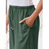 imageLILLUSORY Womens Linen Summer Palazzo Pants Flowy Wide Leg Beach Pants with PocketsForest Green