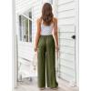 imageLILLUSORY Womens Linen Summer Palazzo Pants Flowy Wide Leg Beach Pants with PocketsGreen