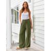 imageLILLUSORY Womens Linen Summer Palazzo Pants Flowy Wide Leg Beach Pants with PocketsGreen