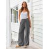 imageLILLUSORY Womens Linen Summer Palazzo Pants Flowy Wide Leg Beach Pants with PocketsGrey