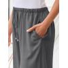 imageLILLUSORY Womens Linen Summer Palazzo Pants Flowy Wide Leg Beach Pants with PocketsGrey