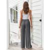 imageLILLUSORY Womens Linen Summer Palazzo Pants Flowy Wide Leg Beach Pants with PocketsGrey