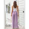 imageLILLUSORY Womens Linen Summer Palazzo Pants Flowy Wide Leg Beach Pants with PocketsLight Purple