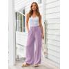 imageLILLUSORY Womens Linen Summer Palazzo Pants Flowy Wide Leg Beach Pants with PocketsLight Purple