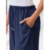 imageLILLUSORY Womens Linen Summer Palazzo Pants Flowy Wide Leg Beach Pants with PocketsNavy Blue