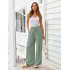 imageLILLUSORY Womens Linen Summer Palazzo Pants Flowy Wide Leg Beach Pants with PocketsSage