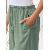 imageLILLUSORY Womens Linen Summer Palazzo Pants Flowy Wide Leg Beach Pants with PocketsSage