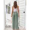 imageLILLUSORY Womens Linen Summer Palazzo Pants Flowy Wide Leg Beach Pants with PocketsSage