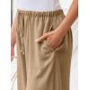 imageLILLUSORY Womens Linen Summer Palazzo Pants Flowy Wide Leg Beach Pants with PocketsTan