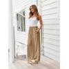 imageLILLUSORY Womens Linen Summer Palazzo Pants Flowy Wide Leg Beach Pants with PocketsTan