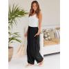 imageLILLUSORY Womens Linen Wide Leg Pants 2025 Casual Loose Lightweigt Beach Palazzo Harem PantsBlack