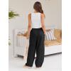 imageLILLUSORY Womens Linen Wide Leg Pants 2025 Casual Loose Lightweigt Beach Palazzo Harem PantsBlack
