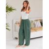 imageLILLUSORY Womens Linen Wide Leg Pants 2025 Casual Loose Lightweigt Beach Palazzo Harem PantsGreen