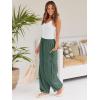 imageLILLUSORY Womens Linen Wide Leg Pants 2025 Casual Loose Lightweigt Beach Palazzo Harem PantsGreen