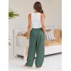 imageLILLUSORY Womens Linen Wide Leg Pants 2025 Casual Loose Lightweigt Beach Palazzo Harem PantsGreen