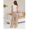 imageLILLUSORY Womens Linen Wide Leg Pants 2025 Casual Loose Lightweigt Beach Palazzo Harem PantsKhaki