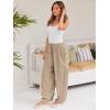 imageLILLUSORY Womens Linen Wide Leg Pants 2025 Casual Loose Lightweigt Beach Palazzo Harem PantsKhaki