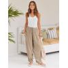 imageLILLUSORY Womens Linen Wide Leg Pants 2025 Casual Loose Lightweigt Beach Palazzo Harem PantsKhaki