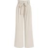 imageLILLUSORY Wide Leg Dress Pants Womens Paperbag High Waisted Business Casual Trousers with Removable BeltOffwhite