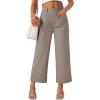 imageLILLUSORY Womens Linen Pants Lightweight Summer Wide Leg Cropped Capris PantsNutmeg