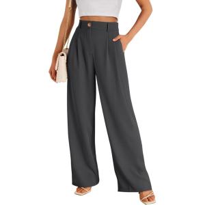 imageLILLUSORY Wide Leg Dress Pants Womens High Waisted Dressy TrousersCharcoal Grey