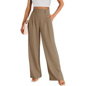 imageLILLUSORY Wide Leg Dress Pants Womens High Waisted Dressy TrousersCoffee
