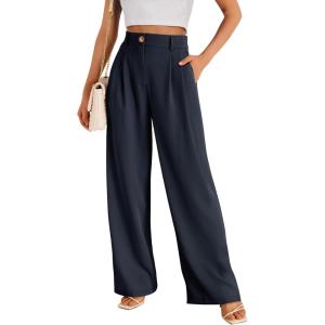 imageLILLUSORY Wide Leg Dress Pants Womens High Waisted Dressy TrousersNavy Blue