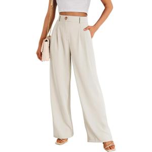 imageLILLUSORY Wide Leg Dress Pants Womens High Waisted Dressy TrousersOffwhite