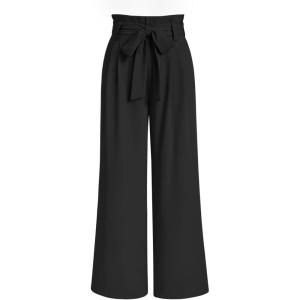 imageLILLUSORY Wide Leg Dress Pants Womens Paperbag High Waisted Business Casual Trousers with Removable BeltBlack