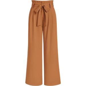 imageLILLUSORY Wide Leg Dress Pants Womens Paperbag High Waisted Business Casual Trousers with Removable BeltBrown