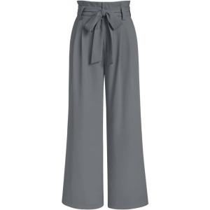 imageLILLUSORY Wide Leg Dress Pants Womens Paperbag High Waisted Business Casual Trousers with Removable BeltCharcoal Grey