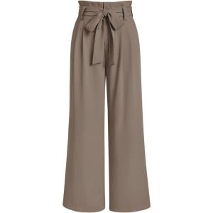 imageLILLUSORY Wide Leg Dress Pants Womens Paperbag High Waisted Business Casual Trousers with Removable BeltCoffee