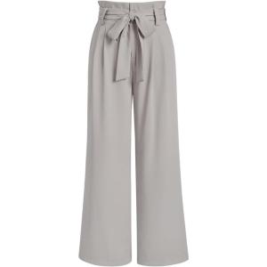imageLILLUSORY Wide Leg Dress Pants Womens Paperbag High Waisted Business Casual Trousers with Removable BeltLight Grey